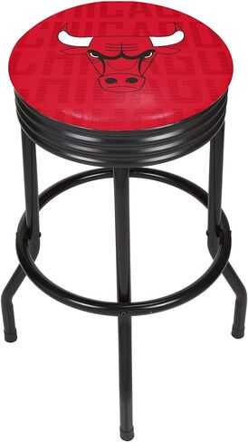 Trademark Gameroom NBA1006-CB3 NBA Black Ribbed bar Stool - City - Chicago Bulls in Saudi Arabia