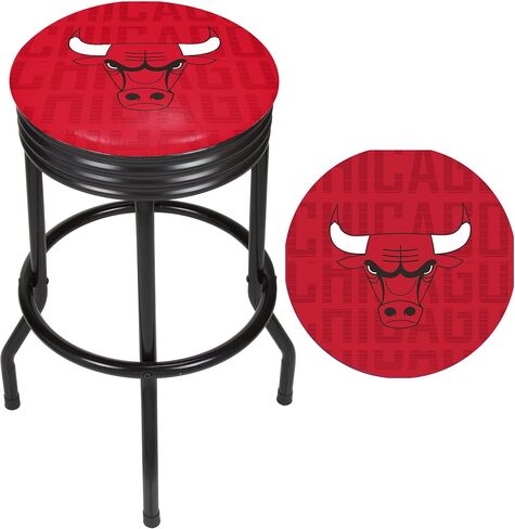 Trademark Gameroom NBA1006-CB3 NBA Black Ribbed bar Stool - City - Chicago Bulls in Saudi Arabia