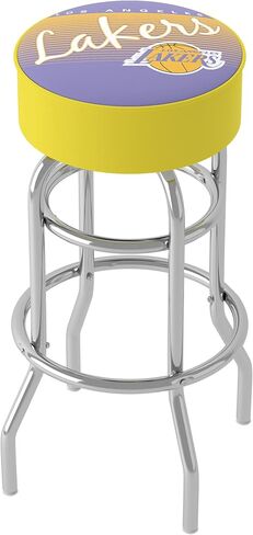 Trademark Global Bar Stool - Los Angeles Lakers Hardwood Classics Stool with Foam Padded Seat - Swivel Chair for Game Room, Garage, or Home Bar in Saudi Arabia