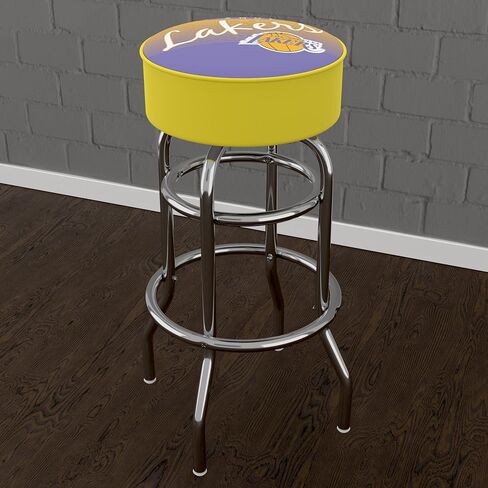 Trademark Global Bar Stool - Los Angeles Lakers Hardwood Classics Stool with Foam Padded Seat - Swivel Chair for Game Room, Garage, or Home Bar in Saudi Arabia