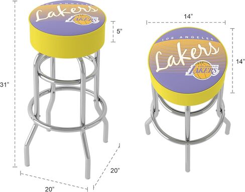 Trademark Global Bar Stool - Los Angeles Lakers Hardwood Classics Stool with Foam Padded Seat - Swivel Chair for Game Room, Garage, or Home Bar in Saudi Arabia