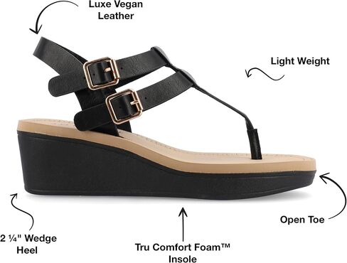 Journee Womens Strappy Platform Flip Flop Buckle Ankle Strap Bianca Tru Comfort Wedge Heel Sandal in Saudi Arabia