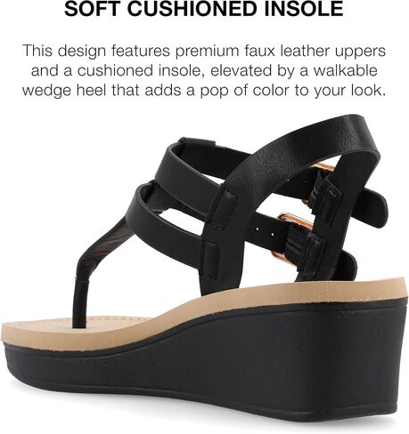 Journee Womens Strappy Platform Flip Flop Buckle Ankle Strap Bianca Tru Comfort Wedge Heel Sandal in Saudi Arabia