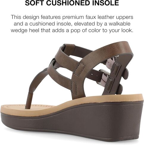 Journee Womens Strappy Platform Flip Flop Buckle Ankle Strap Bianca Tru Comfort Wedge Heel Sandal in Saudi Arabia