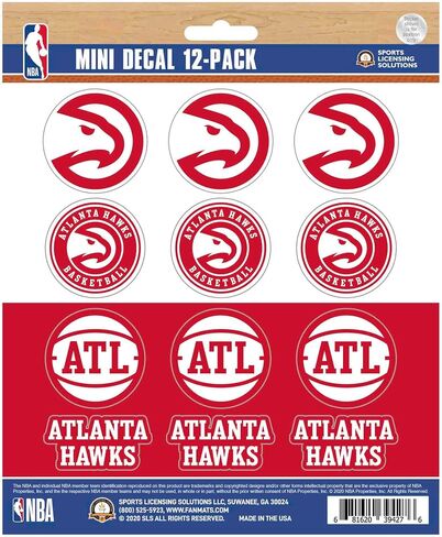 مجموعة ملصقات صغيرة من FANMATS 63191 Atlanta Hawks مكونة من 12 قطعة in Saudi Arabia