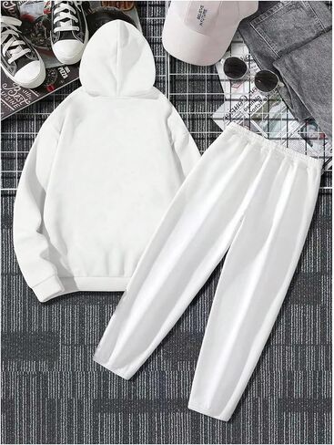 بدلات رياضية للرجال مكونة من قطعتين، سترات بغطاء للرأس ورسوم كارتونية، وسراويل رياضية للتمرين in Kuwait