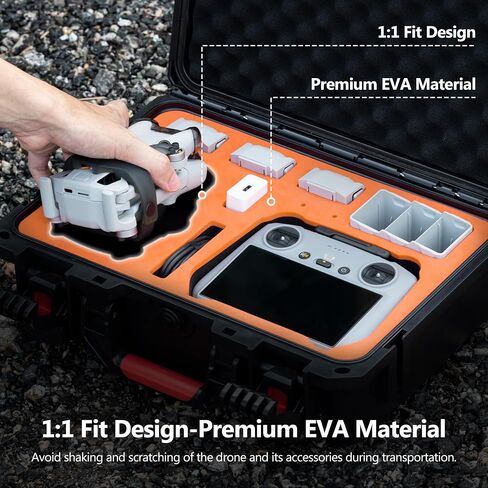 Waterproof Hard Case for DJI Mini 4 Pro Fly More Combo, Portable Carrying Travel Case for DJI Mini 4 Pro/Mini 3 Pro/Mini 3 Accessories/RC2/RC/N1/N2 Controller in Saudi Arabia