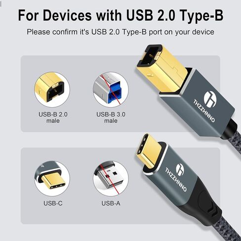 USB B to USB C Printer Cable 6.6FT, USB C to USB 2.0 B Cord for MacBook Pro, MIDI Cable for Yamaha Casio Digital Piano, MIDI Keyboard, DJ Controller in Kuwait