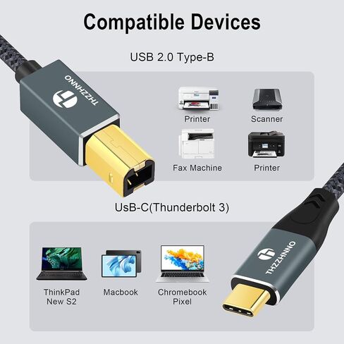 USB B to USB C Printer Cable 6.6FT, USB C to USB 2.0 B Cord for MacBook Pro, MIDI Cable for Yamaha Casio Digital Piano, MIDI Keyboard, DJ Controller in Kuwait