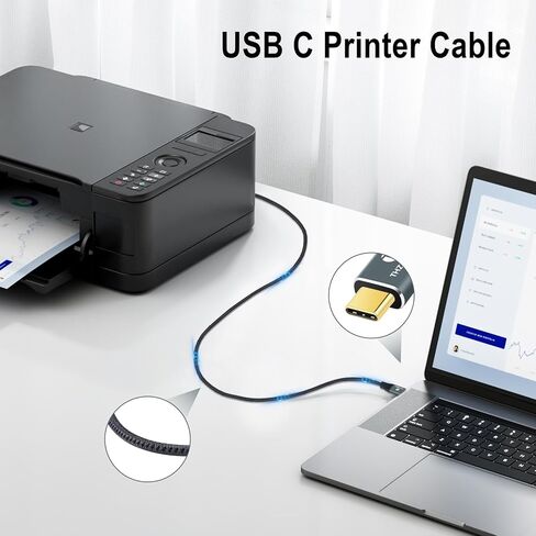 USB B to USB C Printer Cable 6.6FT, USB C to USB 2.0 B Cord for MacBook Pro, MIDI Cable for Yamaha Casio Digital Piano, MIDI Keyboard, DJ Controller in Kuwait