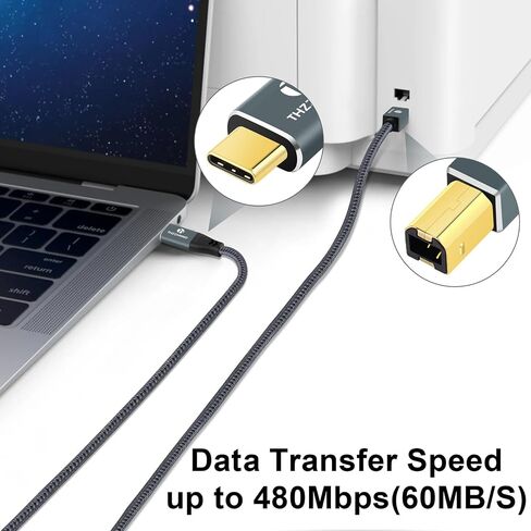 USB B to USB C Printer Cable 6.6FT, USB C to USB 2.0 B Cord for MacBook Pro, MIDI Cable for Yamaha Casio Digital Piano, MIDI Keyboard, DJ Controller in Kuwait