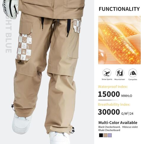 Ski Pants Snow Snowboard Pants Waterproof Baggy Windproof Hiking Winter for Men Women in Saudi Arabia