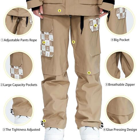 Ski Pants Snow Snowboard Pants Waterproof Baggy Windproof Hiking Winter for Men Women in Saudi Arabia