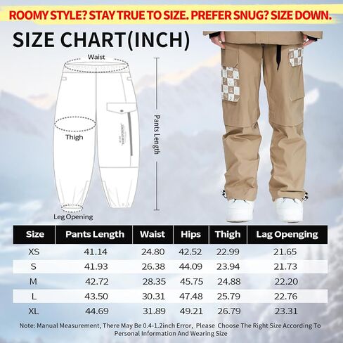 Ski Pants Snow Snowboard Pants Waterproof Baggy Windproof Hiking Winter for Men Women in Saudi Arabia