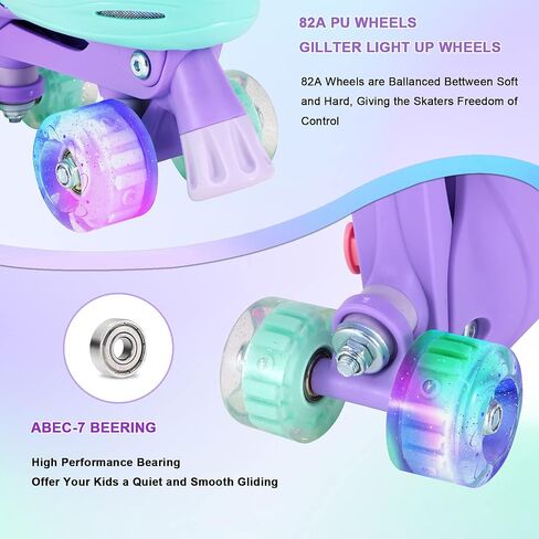 Adjustable Kids Roller Skates for Girls Boys with Light Up Wheels –Skates for Kids Ages 6-12, Toddler 3-5, Youth and Women Beginners Indoor and Outdoor in Saudi Arabia