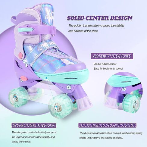 Adjustable Kids Roller Skates for Girls Boys with Light Up Wheels –Skates for Kids Ages 6-12, Toddler 3-5, Youth and Women Beginners Indoor and Outdoor in Saudi Arabia