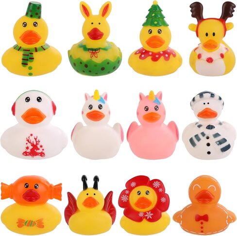 12pcs Christmas Rubber Ducks, Little Christmas Rubber Duckies Assorted Rubber Ducks Rubber Ducks Set Bath Rubber Duck for Christmas Holiday Celebrations Party Supplies Gifts(Style 1) in Saudi Arabia