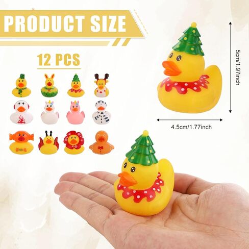 12pcs Christmas Rubber Ducks, Little Christmas Rubber Duckies Assorted Rubber Ducks Rubber Ducks Set Bath Rubber Duck for Christmas Holiday Celebrations Party Supplies Gifts(Style 1) in Saudi Arabia