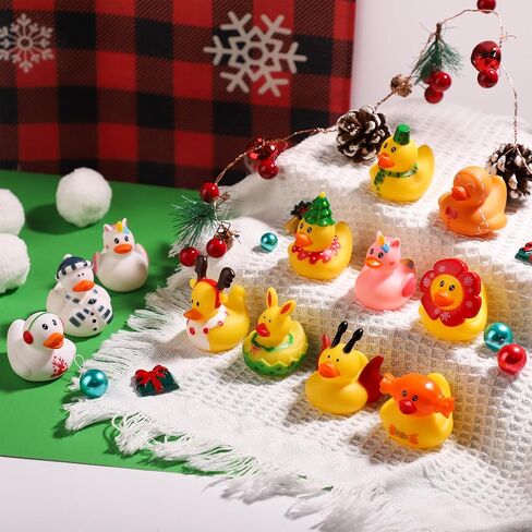 12pcs Christmas Rubber Ducks, Little Christmas Rubber Duckies Assorted Rubber Ducks Rubber Ducks Set Bath Rubber Duck for Christmas Holiday Celebrations Party Supplies Gifts(Style 1) in Saudi Arabia