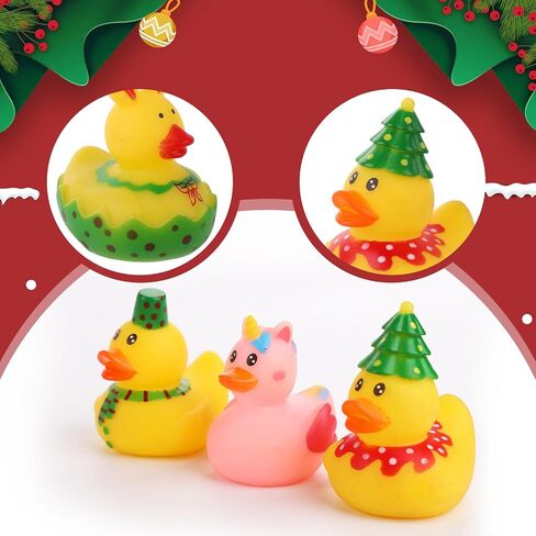 12pcs Christmas Rubber Ducks, Little Christmas Rubber Duckies Assorted Rubber Ducks Rubber Ducks Set Bath Rubber Duck for Christmas Holiday Celebrations Party Supplies Gifts(Style 1) in Saudi Arabia