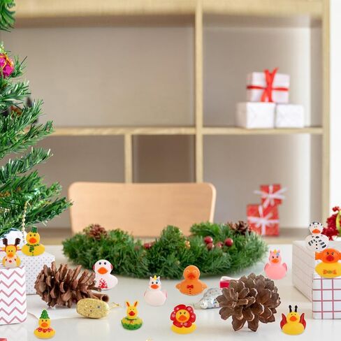 12pcs Christmas Rubber Ducks, Little Christmas Rubber Duckies Assorted Rubber Ducks Rubber Ducks Set Bath Rubber Duck for Christmas Holiday Celebrations Party Supplies Gifts(Style 1) in Saudi Arabia