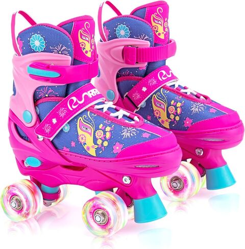 Adjustable Kids Roller Skates for Girls Boys with Light Up Wheels –Skates for Kids Ages 6-12, Toddler 3-5, Youth and Women Beginners Indoor and Outdoor in Saudi Arabia