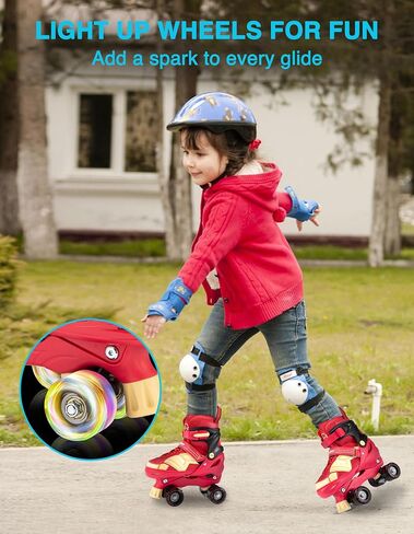 Adjustable Kids Roller Skates for Girls Boys with Light Up Wheels –Skates for Kids Ages 6-12, Toddler 3-5, Youth and Women Beginners Indoor and Outdoor in Saudi Arabia