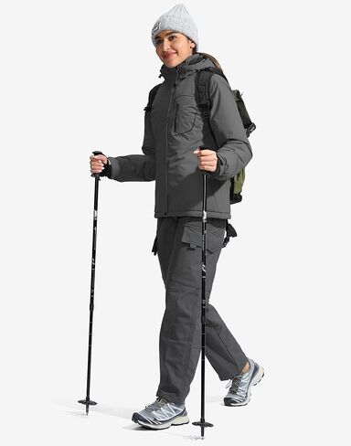 سترات تزلج نسائية تدريجية من G مقاومة للماء معزولة بالصوف مبطنة بالوزن الثقيل سترة شتوية بغطاء للرأس معطف للتزلج على الجليد على الجبال in Kuwait