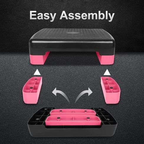 منصة التمارين الرياضية بارتفاع قابل للتعديل من 4 إلى 6 بوصات، معدات اللياقة البدنية، منصة تدريب السائر مع 2 رافع in Kuwait