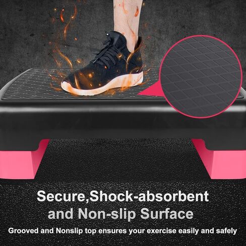 منصة التمارين الرياضية بارتفاع قابل للتعديل من 4 إلى 6 بوصات، معدات اللياقة البدنية، منصة تدريب السائر مع 2 رافع in Kuwait