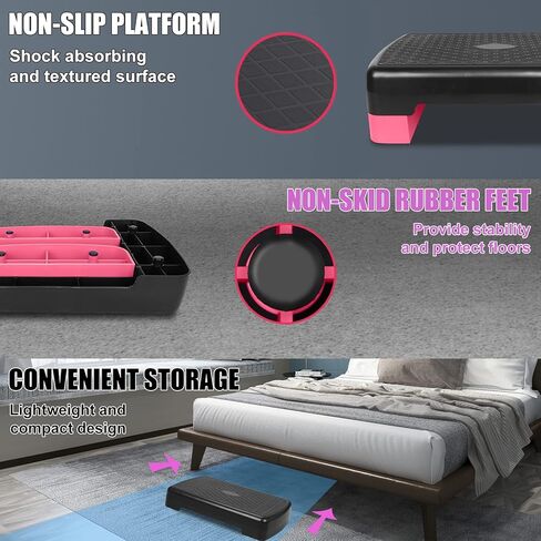 منصة التمارين الرياضية بارتفاع قابل للتعديل من 4 إلى 6 بوصات، معدات اللياقة البدنية، منصة تدريب السائر مع 2 رافع in Kuwait