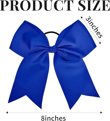 12 Pcs Large Cheer Bows 8" Bulk Hair Bow Accessories with Ponytail Holder for Girls High School College Cheerleading in Kuwait
