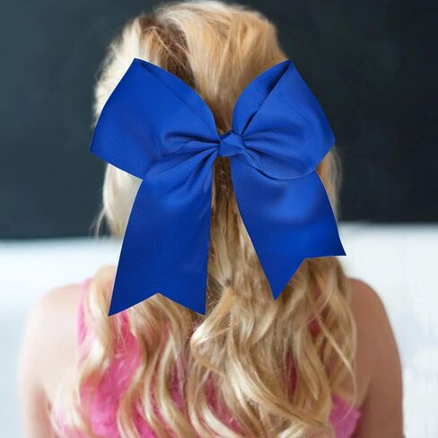 12 Pcs Large Cheer Bows 8" Bulk Hair Bow Accessories with Ponytail Holder for Girls High School College Cheerleading in Kuwait