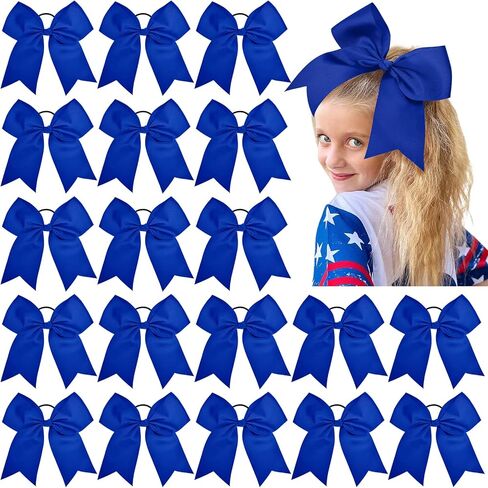 12 Pcs Large Cheer Bows 8" Bulk Hair Bow Accessories with Ponytail Holder for Girls High School College Cheerleading in Kuwait
