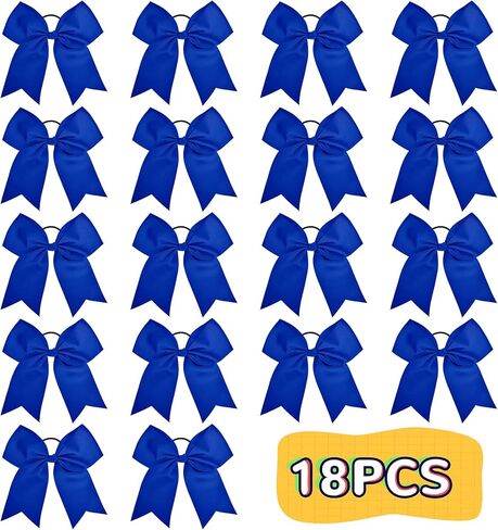 12 Pcs Large Cheer Bows 8" Bulk Hair Bow Accessories with Ponytail Holder for Girls High School College Cheerleading in Kuwait