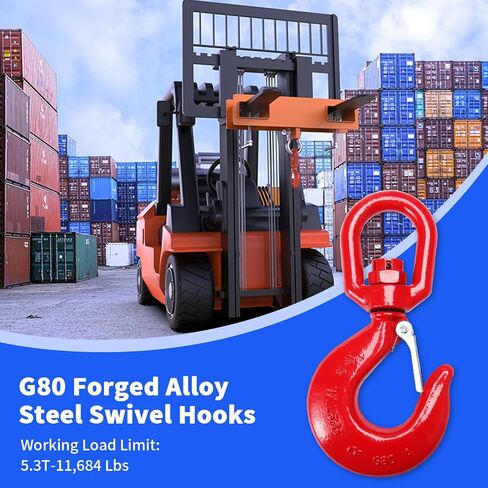 Leero 2 Tons Swivel Lifting Hook, Heavy Duty G80 Self Locking Crane Swivel Hook, 4,409 lbs Working Load Limit, Swivel Eye Sling Hook with Latch Hoist Hook Lifting Hook Rigging in Saudi Arabia