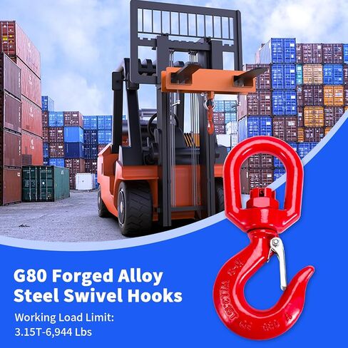 Leero 2 Tons Swivel Lifting Hook, Heavy Duty G80 Self Locking Crane Swivel Hook, 4,409 lbs Working Load Limit, Swivel Eye Sling Hook with Latch Hoist Hook Lifting Hook Rigging in Saudi Arabia