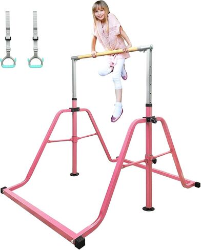 Foldable Gymnastics Bar for Kids,3’to 5’Adjustable Height Gymnastic Training Bar,Gymnastics Horizontal Bars for Home in Saudi Arabia