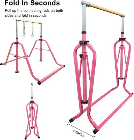 Foldable Gymnastics Bar for Kids,3’to 5’Adjustable Height Gymnastic Training Bar,Gymnastics Horizontal Bars for Home in Saudi Arabia