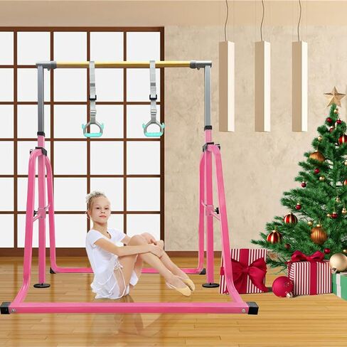 Foldable Gymnastics Bar for Kids,3’to 5’Adjustable Height Gymnastic Training Bar,Gymnastics Horizontal Bars for Home in Saudi Arabia