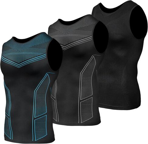 Odoland 3 Pack Men Compression Shirt, Tummy Control Slimming Undershirt Tank Top Men Body Shaper in Saudi Arabia