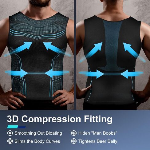Odoland 3 Pack Men Compression Shirt, Tummy Control Slimming Undershirt Tank Top Men Body Shaper in Saudi Arabia