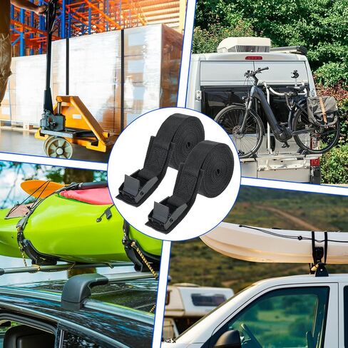 قطعتان من أشرطة الربط لأسفل مع أبازيم كام 8.2 قدم × 1 بوصة حزام جلد عالي التحمل، أشرطة قابلة للتعديل لتعبئة البضائع، رف سقف السيارة، شاحنة دراجة نارية، قارب، ربط لأسفل، تعبئة الأمتعة المتحركة in Saudi Arabia
