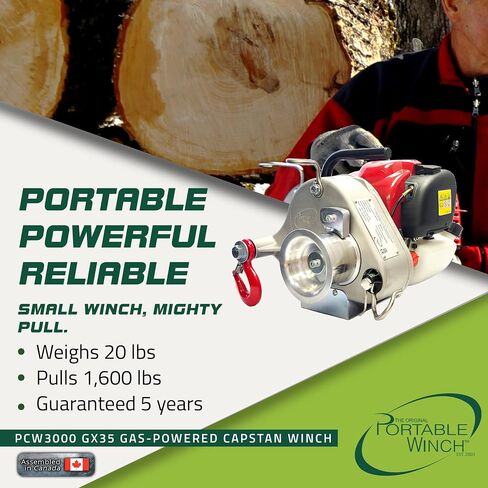 Portable Winch PCW3000-A Gas-Powered Capstan Winch with Accessories - 1,600 lbs Pulling Capacity Winch, Honda GX-35 Engine Portable Gas Winch for Hunting, Logging, and Towing in Saudi Arabia