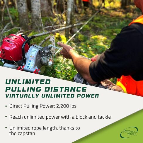 Portable Winch PCW3000-A Gas-Powered Capstan Winch with Accessories - 1,600 lbs Pulling Capacity Winch, Honda GX-35 Engine Portable Gas Winch for Hunting, Logging, and Towing in Saudi Arabia