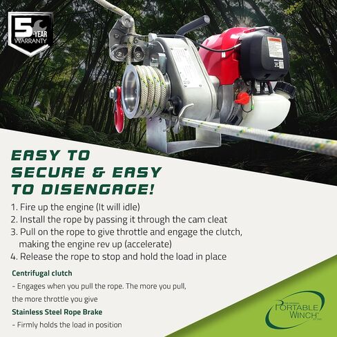 Portable Winch PCW3000-A Gas-Powered Capstan Winch with Accessories - 1,600 lbs Pulling Capacity Winch, Honda GX-35 Engine Portable Gas Winch for Hunting, Logging, and Towing in Saudi Arabia