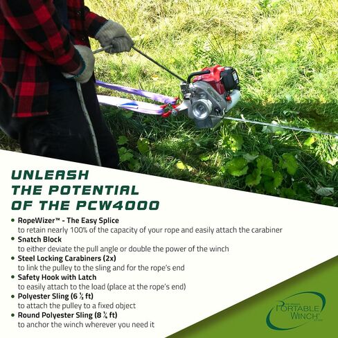 Portable Winch PCW3000-A Gas-Powered Capstan Winch with Accessories - 1,600 lbs Pulling Capacity Winch, Honda GX-35 Engine Portable Gas Winch for Hunting, Logging, and Towing in Saudi Arabia