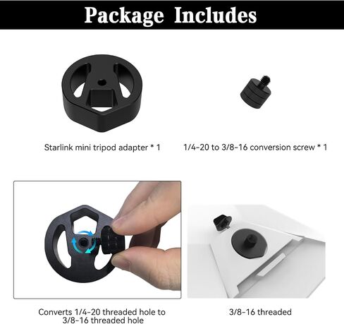 Starlink Mini Tripod Mounting Adapter,Tailored for 1/4 Nuts,1/4 "to 20 and 3/8" to 16 Threads,Compatible with Most Tripod Sizes in Saudi Arabia