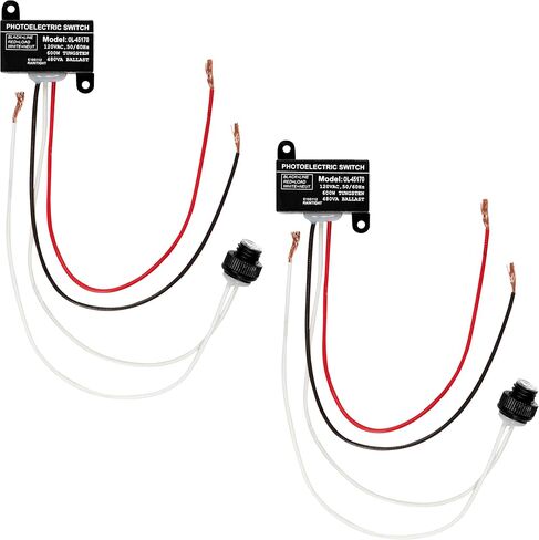 مستشعر كهروضوئي OhLectric - مفتاح كهروضوئي صغير بجهد 120 فولت - تصنيف تنجستن 600 وات - مدرج في قائمة UL ومقاوم للطقس - مستشعر خلية ضوئية من الغسق إلى الفجر للإضاءة الخارجية، عبوة من 2 - OL-45170 in Kuwait