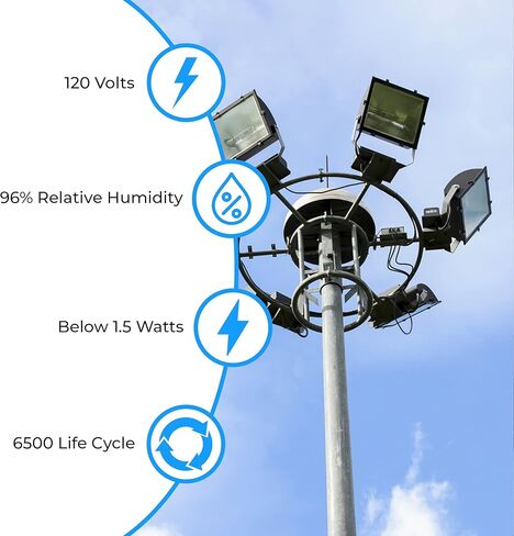مستشعر كهروضوئي OhLectric - مفتاح كهروضوئي صغير بجهد 120 فولت - تصنيف تنجستن 600 وات - مدرج في قائمة UL ومقاوم للطقس - مستشعر خلية ضوئية من الغسق إلى الفجر للإضاءة الخارجية، عبوة من 2 - OL-45170 in Kuwait
